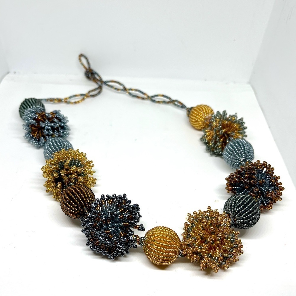 Vintage African Bead Pom Pom Necklace
